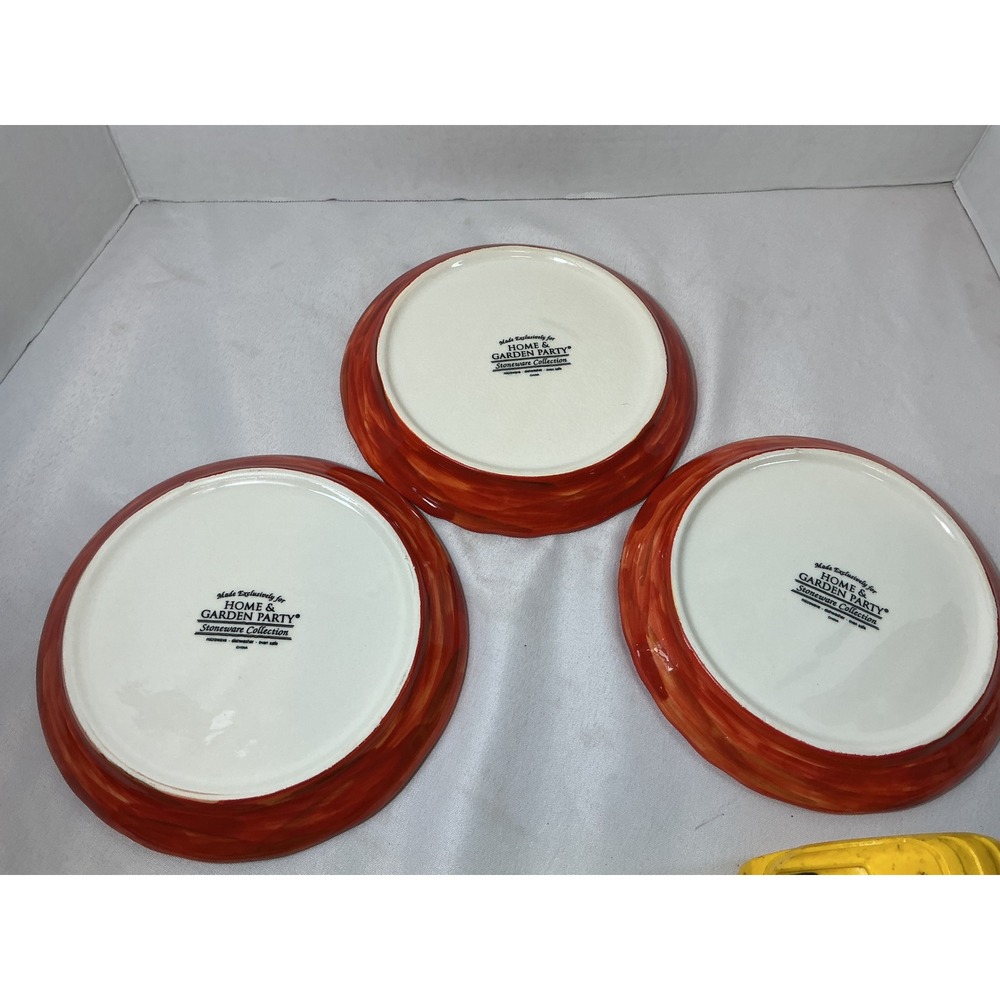 Home & Garden Party Pumpkin Stoneware Plates Set of 3 Orange Fall Harvest 8in - Picture 9 of 9